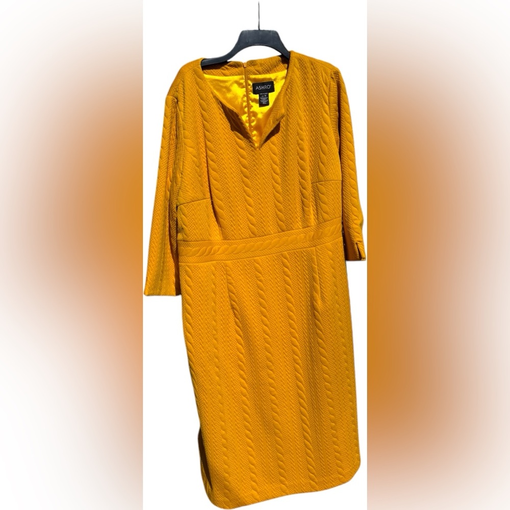 Ashro Mustard Yellow Women's Dress 1X